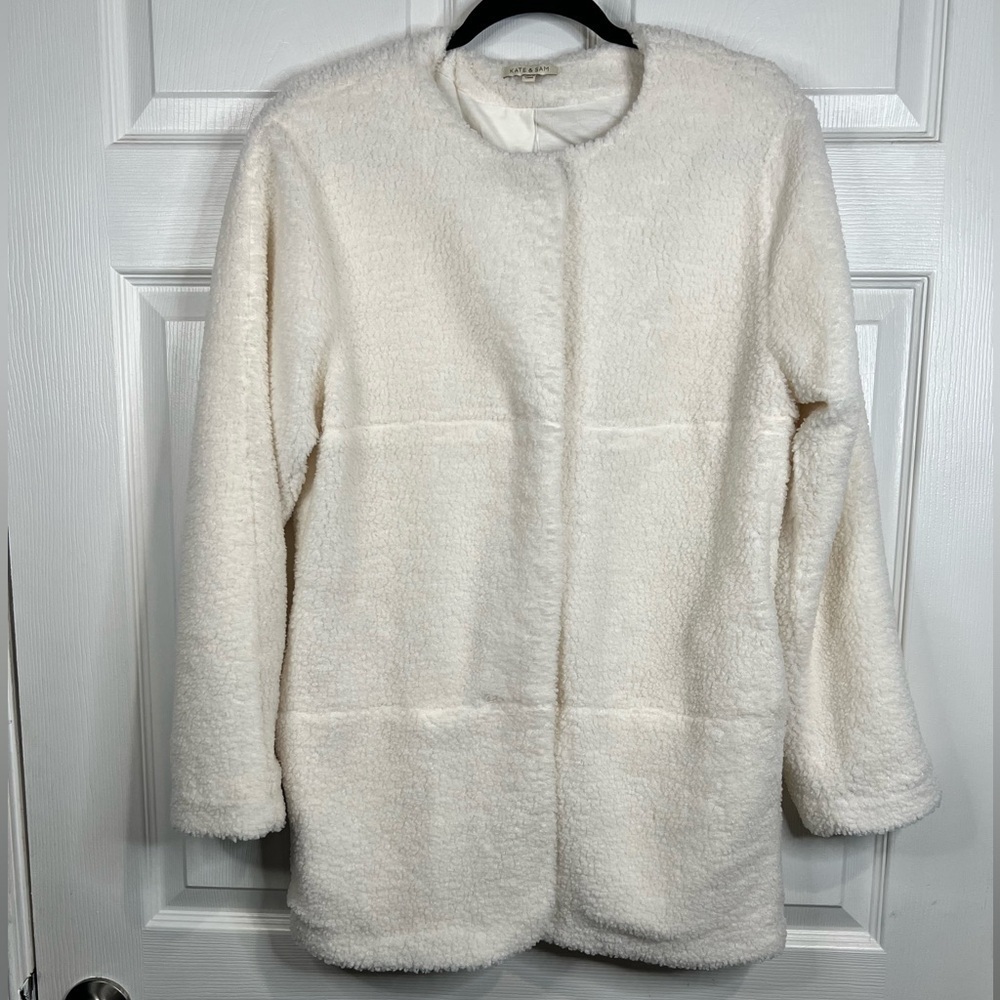 NWT - Kate & Sam Women’s Snap front Sherpa Jacket - Ivory - Size Small